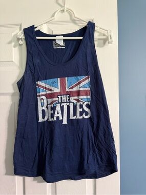 The Beatles Navy Tank Top with Union Jack Graphic